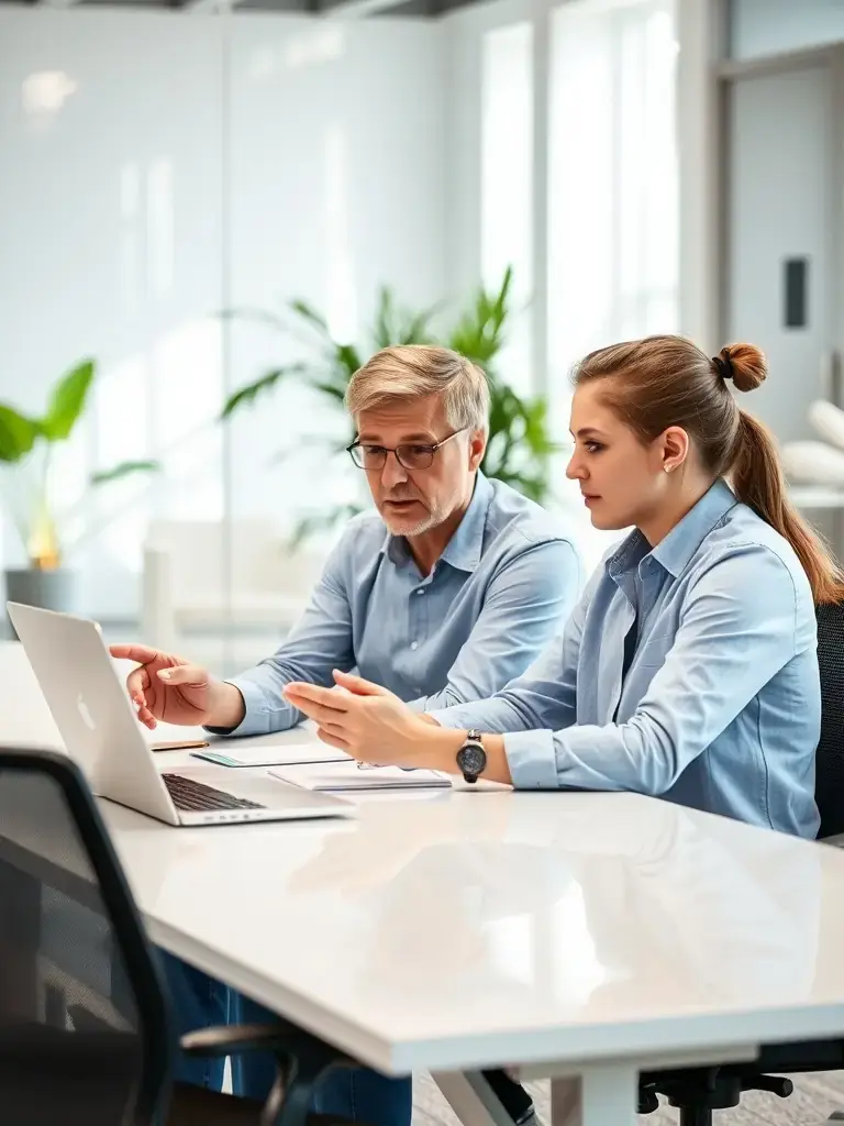 A student receiving guidance from a mentor during an internship at a tech company in Hong Kong.