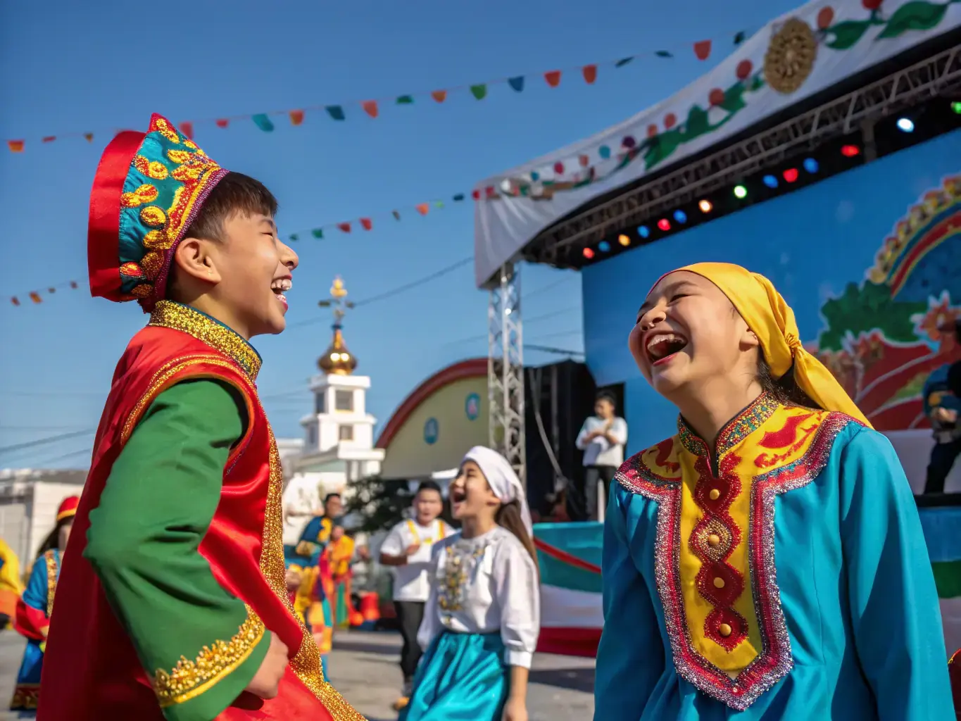 An image showing a group of students participating in a cultural event in Hong Kong, such as a festival or traditional celebration, representing cultural integration.